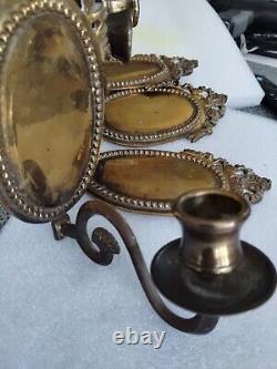 Lot Of 4 VINTAGE SOLID BRASS WALL SCONCE Very Good Condition Must See