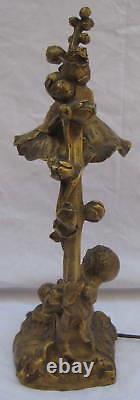 MAGNIFICENT 1900 FRENCH ART NOUVEAU BRONZE LAMP BY RAOUL LARCHE'must see