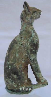 MAGNIFICENT 2nd BC Century Egyptian Bronze Figurine of Persian Cat MUST SEE