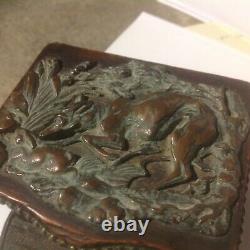 MATCH SAFE/BOX WOODEN WITH BRONZE Sculpture 1820's MUST SEE WOW
