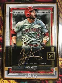 MUST SEE! 2 FULL AUTOGRAPHS! Joey Votto 2020 Museum Collection Framed Auto Gold