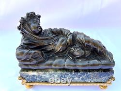 Magnificent 18c French Bronze Statue On Marble Base'must See