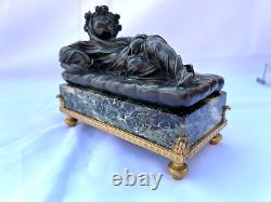 Magnificent 18c French Bronze Statue On Marble Base'must See