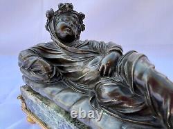 Magnificent 18c French Bronze Statue On Marble Base'must See