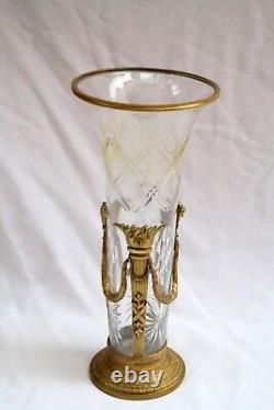 Magnificent 1900 French Bronze Crystal Tall Vase Must See