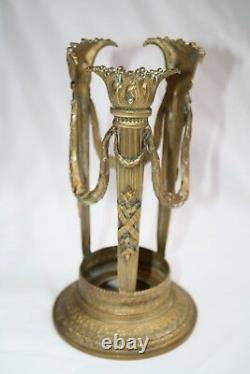 Magnificent 1900 French Bronze Crystal Tall Vase Must See