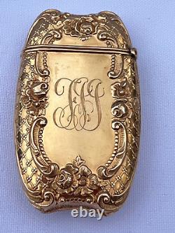 Magnificent 19c 14k Rose Gold Match Striker Box Signed'must See