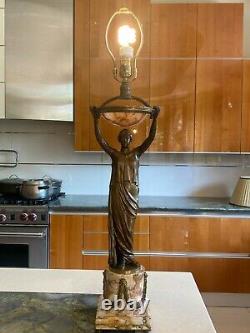 Magnificent 19c French Bronze Marble And Alabaster Lamp Must See