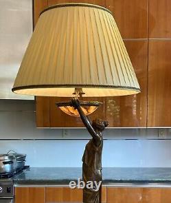 Magnificent 19c French Bronze Marble And Alabaster Lamp Must See