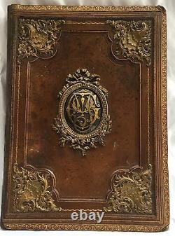 Magnificent 19c French Leather, Bronze Brass Blotter Must See
