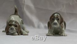 Magnificent 2 Pieces Of Hand Painted Porcelain Lladro Puppies (must See)