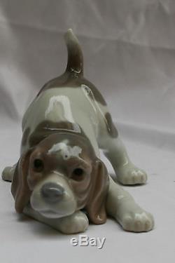 Magnificent 2 Pieces Of Hand Painted Porcelain Lladro Puppies (must See)