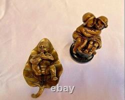 Magnificent 2p Of 19c French Miniature Bronzes Of Children'must See