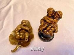 Magnificent 2p Of 19c French Miniature Bronzes Of Children'must See