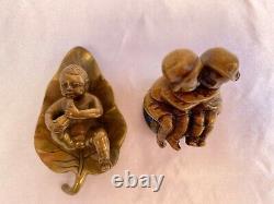 Magnificent 2p Of 19c French Miniature Bronzes Of Children'must See