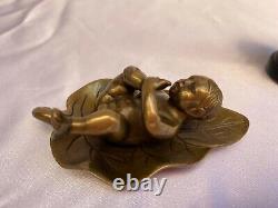 Magnificent 2p Of 19c French Miniature Bronzes Of Children'must See