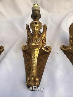Magnificent 3p Set Of 19c French Bronze Sconces (must See)