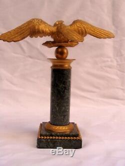 Magnificent Art Deco French Dore Bronze On Marble Eagle Must See