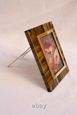 Magnificent French Tigers Eye Bronze Marble Picture Frame Must See