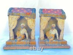 Magnificent Pair Of 1900 Austrian Orientalism Metal Bookends'must See