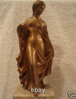 Magnificent Pair Of 19th c French Dore Bronze On Marble Statue MUST SEE