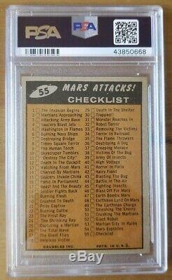 Must See! 1962 Topps Mars Attacks #55 Checklist Unmarked Centered Beauty PSA 6