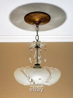 Must See! AWESOME Art Deco 3-Chain Glass CHANDELIER 3-Light Fully Restored