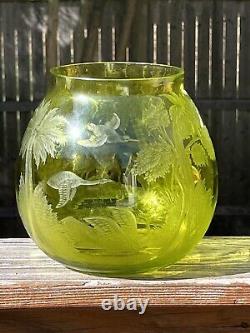 Must See! Brilliant Period Cut Glass Intaglio Vase Webb Moser Baccarat