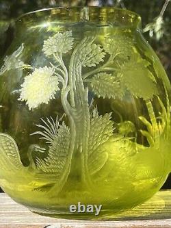 Must See! Brilliant Period Cut Glass Intaglio Vase Webb Moser Baccarat