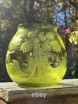 Must See! Brilliant Period Cut Glass Intaglio Vase Webb Moser Baccarat