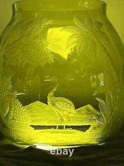 Must See! Brilliant Period Cut Glass Intaglio Vase Webb Moser Baccarat