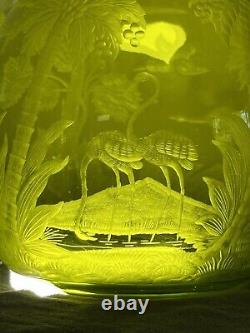 Must See! Brilliant Period Cut Glass Intaglio Vase Webb Moser Baccarat