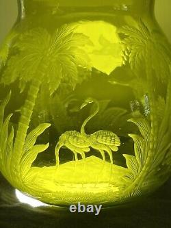 Must See! Brilliant Period Cut Glass Intaglio Vase Webb Moser Baccarat