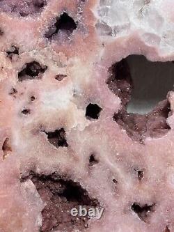 Must See Huge Highest Grade Pink Amethyst Red Druzy Geode on Stand from Brazil
