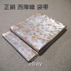 Must-See Model Worn Pure Silk Used Nishijin-Ori Tailored Bag Obi 247