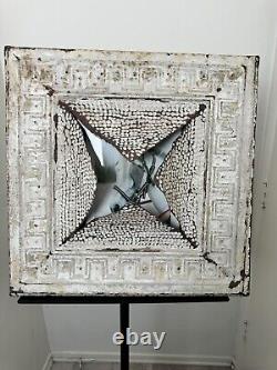 Must See White Washed Metal One Of A Kind Picture Frame. Incredibly Unusual