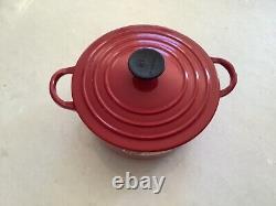 Nib Authentic Le Creuset 2quart 2501-b(18) Red Rouge Pot & LID Must See No Res