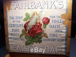 Nice/Must See Antique FAIRBANK'S Pure White Floating Soap Advertising Wooden Box