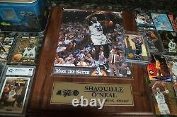 Nice Shaquille O'neal Signed Plaque & Basketball Card Collection! Must See