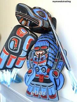 Northwest Coast First Nations native art carved 3D Eagle, must see masterpiece