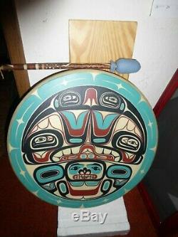 Northwest Coast Transfer Nation Haida Hand Made Transformation Drum-Must See