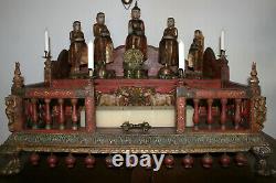 Old Asian Altar/shrine With Buddha And Monks. Large. Must See