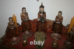 Old Asian Altar/shrine With Buddha And Monks. Large. Must See