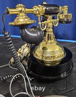 Old Fashioned Retro Vintage Style Black and Gold Horse Landline Phone MUST SEE