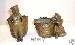 PAIR OF 19c FRENCH BRONZE BOY GIRL PLANTERS, CANDY DISHES, MUST SEE