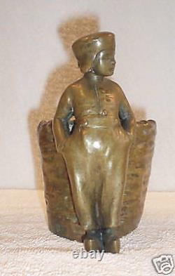 PAIR OF 19c FRENCH BRONZE BOY GIRL PLANTERS, CANDY DISHES, MUST SEE