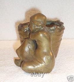 PAIR OF 19c FRENCH BRONZE BOY GIRL PLANTERS, CANDY DISHES, MUST SEE