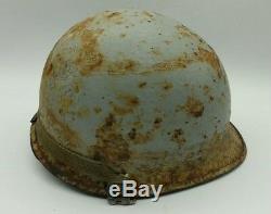 Post WW2 Vietnam US American Blue Navy M1 Combat Helmet + Liner MUST SEE