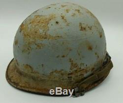 Post WW2 Vietnam US American Blue Navy M1 Combat Helmet + Liner MUST SEE