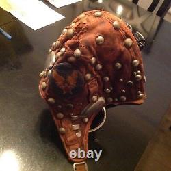 RARE-AMAZING AVIATION/SKULL CAP/HELMET LEATHER MUST SEE THIS Super cool